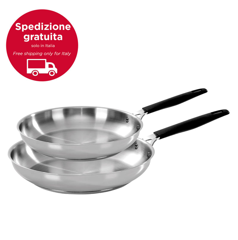 Basic acciaio inox - set 2 padelle cm 24/28