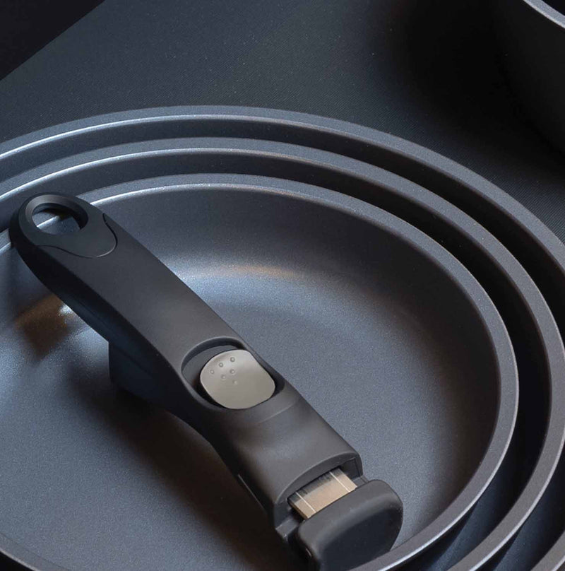 Tris ceramico - set 3 padelle cm 20/24/28 + manico staccabile