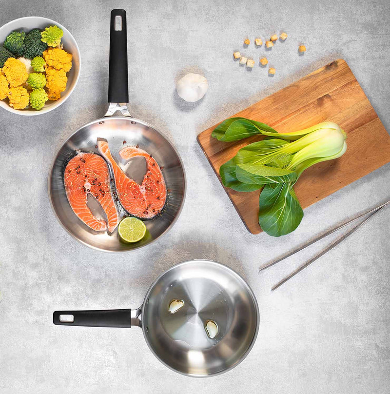 Basic acciaio inox - set 2 padelle cm 24/28