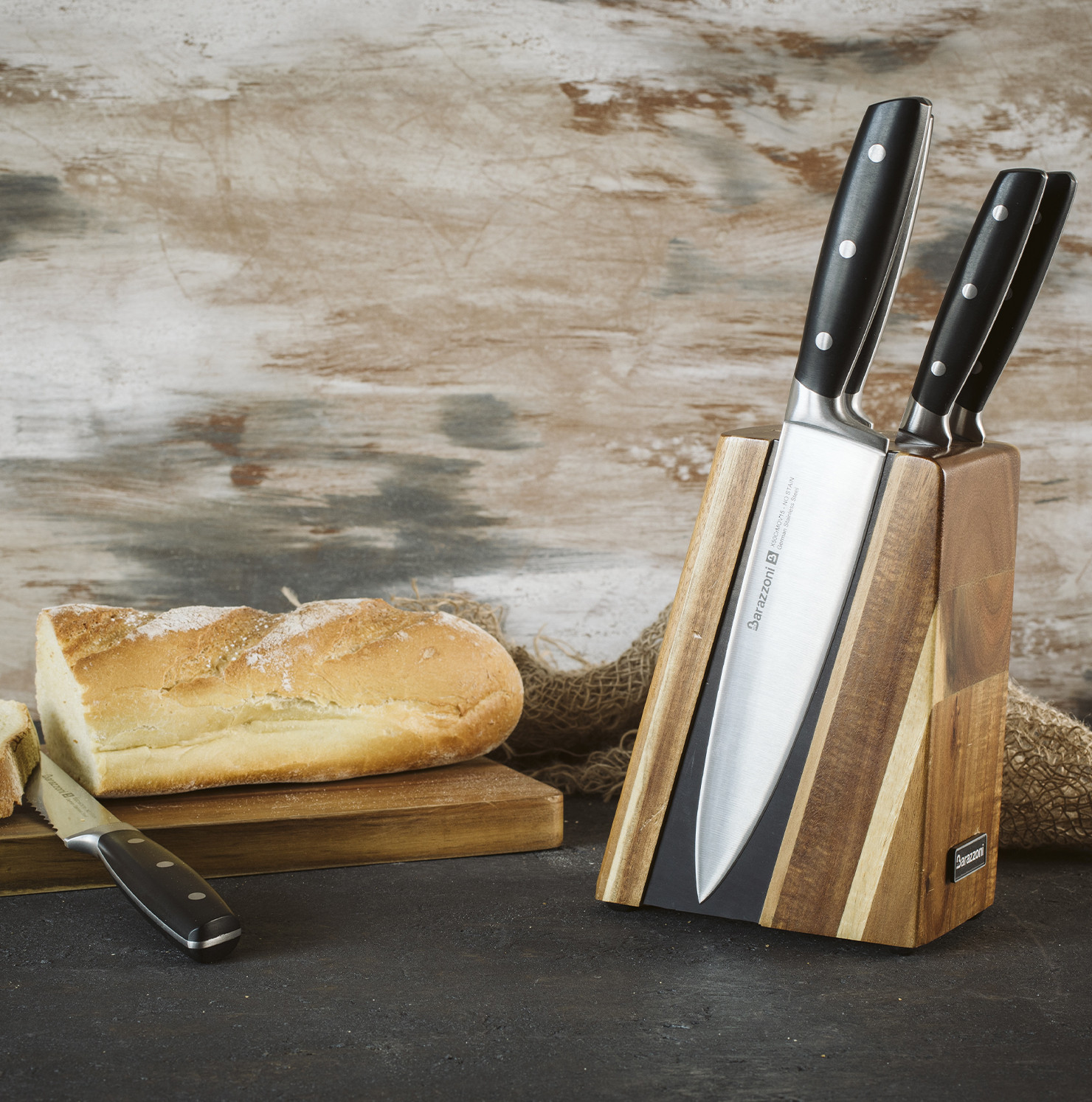 Ceppo porta coltelli da cucina professionali in acciaio inossidabile per  cuoco ristorante set da 5