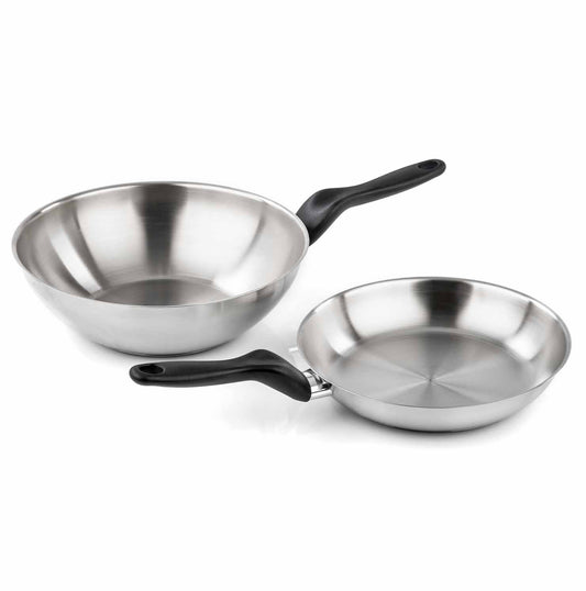 Basic acciaio inox - Set padella cm 24 + wok cm 28