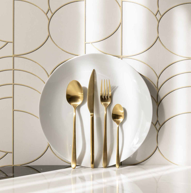 Malachite oro satinato - set posate 24 pezzi