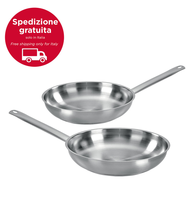 Basic acciaio inox - set 2 padellecm 24/28