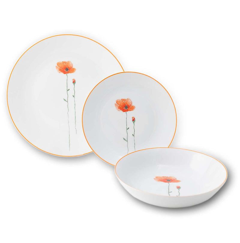 Flower Field Papavero - set 3 piatti