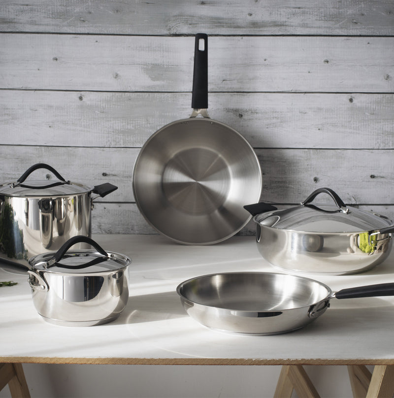 Basic acciaio inox - set padella cm 24 + wok cm 28