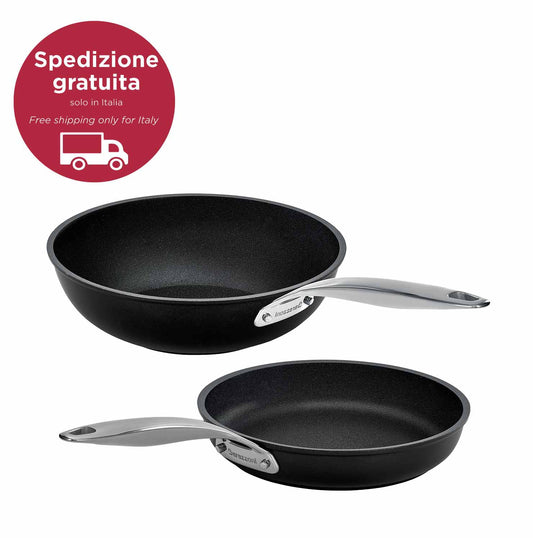 Basic antiaderente - set padella cm 24 + wok cm 28