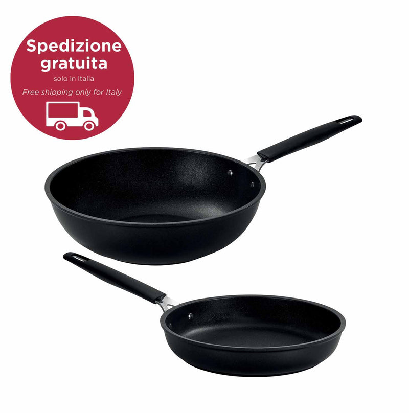 Basic antiaderente - set padella cm 24 + wok cm 28